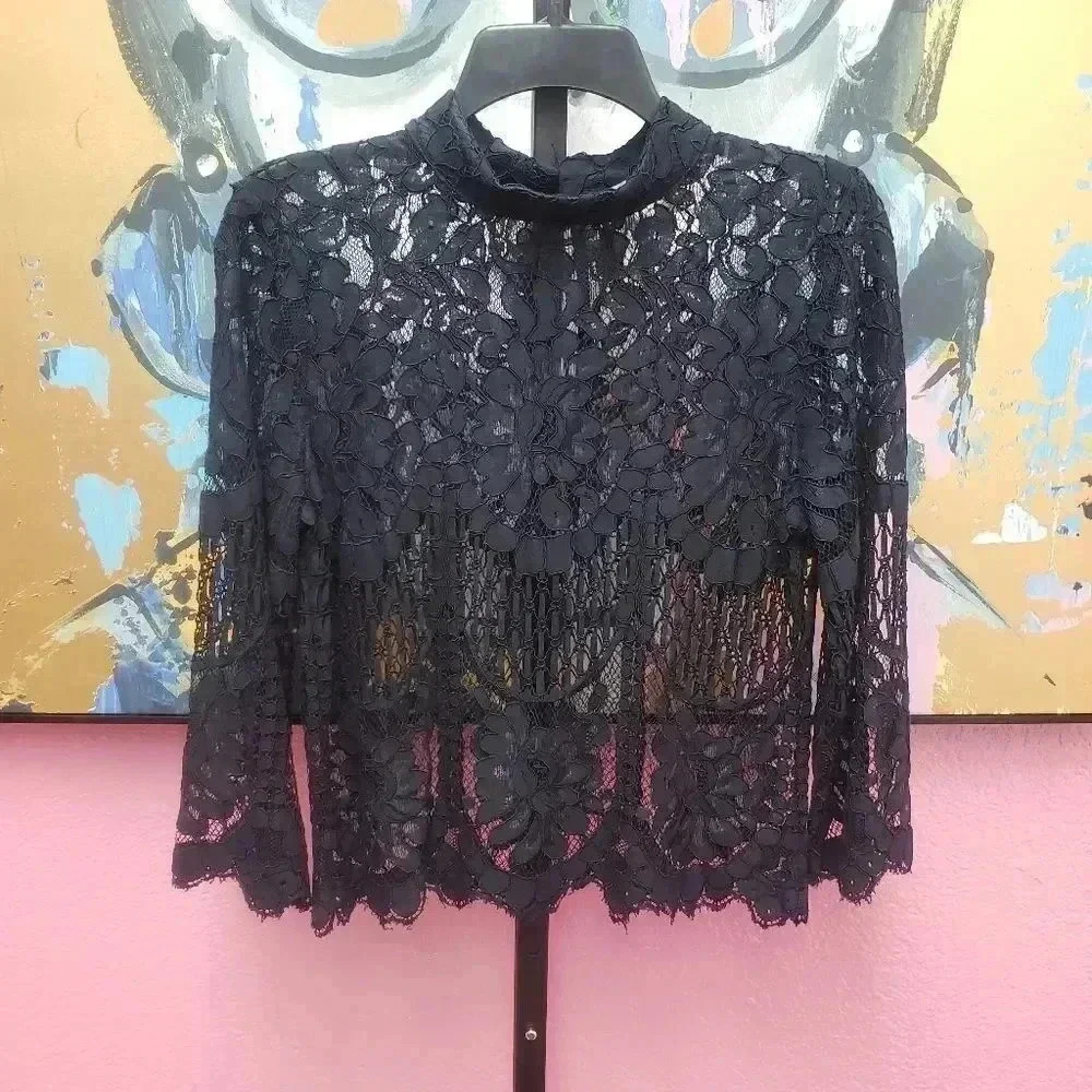 Chelsea 28 Lace Long Sleeve Mock Neck Top